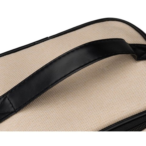 Beżowo-czarna kosmetyczka z tkaniny syntetycznej, jednokomorowa - Peterson