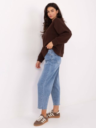 Ciemnobrązowa bluza oversize MOOIJ z napisem Dolce Vita i ociepleniem