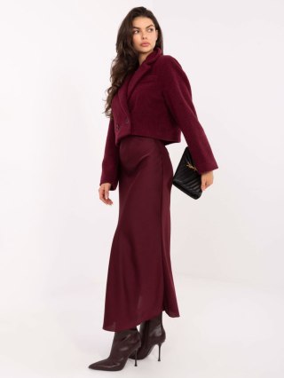 Burgundowa Satynowa Spódnica Maxi ITALY MODA