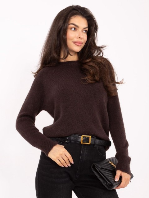 Ciemnobrązowy sweter z alpaką ITALY MODA – Stylowy Wieszak