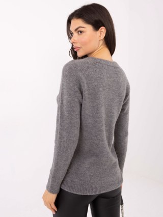 Ciemnoszary sweter ITALY MODA z alpaką i wełną – klasyczny i ciepły