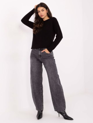 Czarny klasyczny sweter ITALY MODA z alpaką i wełną – elegancki i ponadczasowy