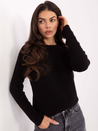 Czarny klasyczny sweter ITALY MODA z alpaką i wełną – elegancki i ponadczasowy