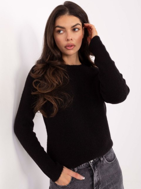 Czarny klasyczny sweter ITALY MODA z alpaką – Stylowy Wieszak