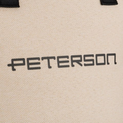 Beżowo-czarna kosmetyczka z tkaniny syntetycznej wyposażona w uchwyty, zamykana suwakiem - Peterson