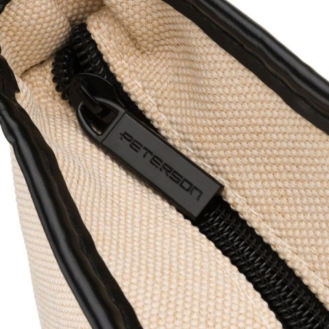 Beżowo-czarna kosmetyczka z tkaniny syntetycznej wyposażona w uchwyty, zamykana suwakiem - Peterson