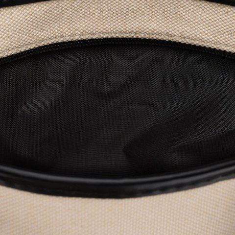 Beżowo-czarna kosmetyczka z tkaniny syntetycznej wyposażona w uchwyty, zamykana suwakiem - Peterson