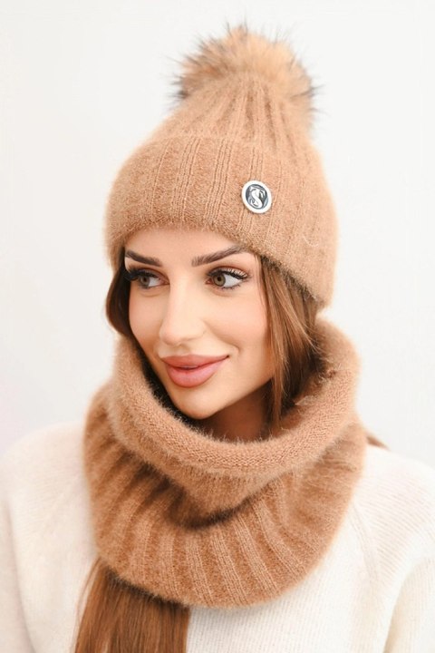 Komplet zimowy damski camelowy – Stylowy Wieszak