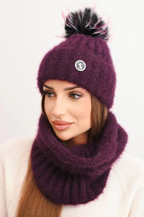 Komplet zimowy damski śliwkowy – Stylowy Wieszak