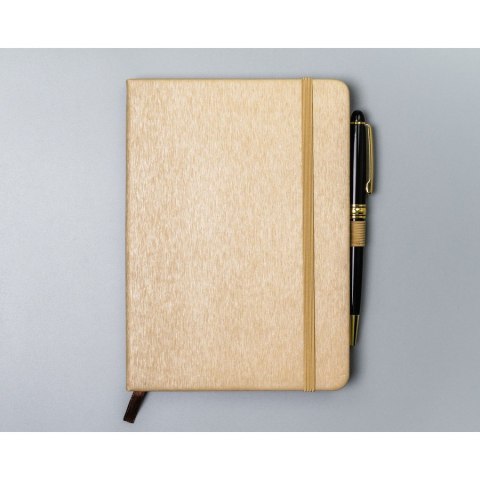 Beżowy notes w formacie B6 zadrukowany w linie, wyposażony w gumkę zamykającą - Peterson