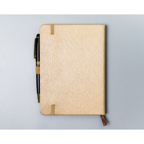 Beżowy notes w formacie B6 zadrukowany w linie, wyposażony w gumkę zamykającą - Peterson