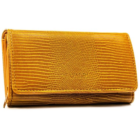 Brązowy portfel damski ze skóry ekologicznej z kieszonką zewnętrzną - 4U Cavaldi