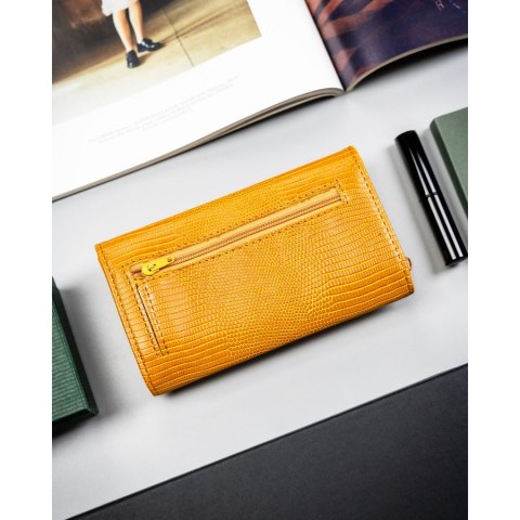 Brązowy portfel damski ze skóry ekologicznej z kieszonką zewnętrzną - 4U Cavaldi