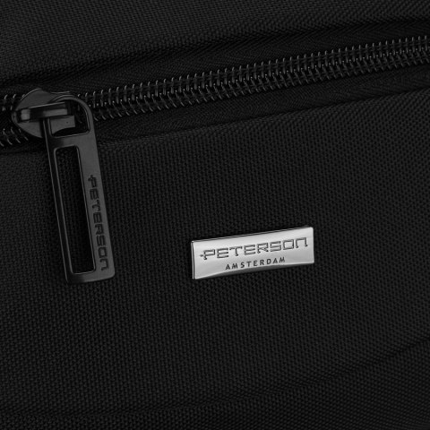 Czarna saszetka męska, jednokomorowa z czterema dodatkowymi kieszeniami, wykonana z cordury - Peterson