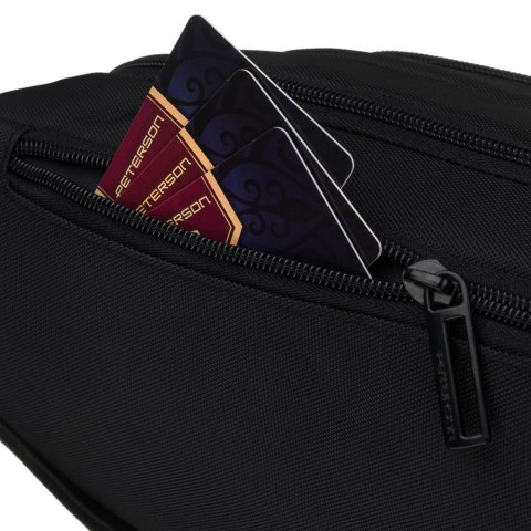 Czarna saszetka męska, jednokomorowa z czterema dodatkowymi kieszeniami, wykonana z cordury - Peterson