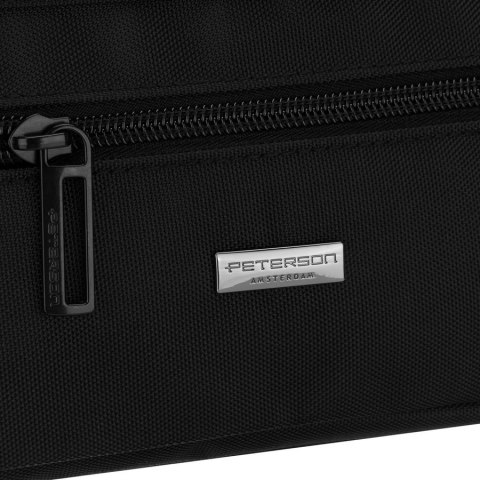 Czarna saszetka męska, jednokomorowa z trzema dodatkowymi kieszeniami - Peterson