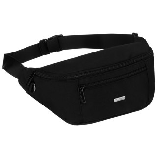 Czarna saszetka męska z kieszenią zewnętrzną na suwak - Peterson