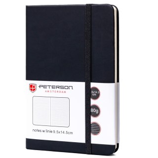 Czarny notes w formacie A6 zadrukowany w linie - Peterson