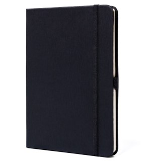 Czarny notes w formacie B6 zadrukowany w kropki, wyposażony w gumkę zamykającą - Peterson