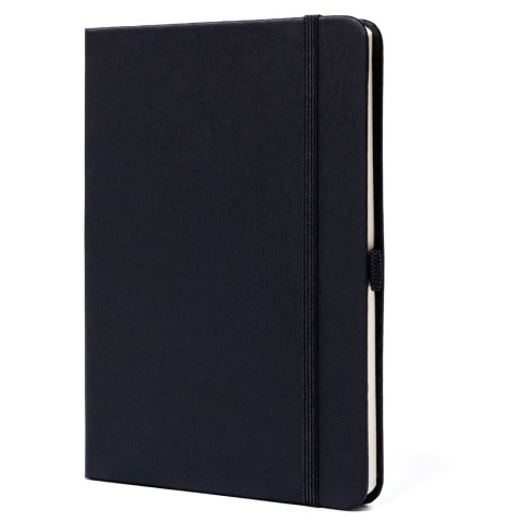 Czarny notes w formacie B6 zadrukowany w kropki, wyposażony w gumkę zamykającą - Peterson