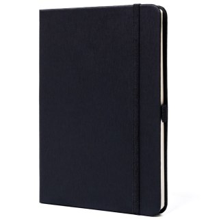 Czarny notes w formacie B6 zadrukowany w linie, wyposażony w gumkę zamykającą - Peterson