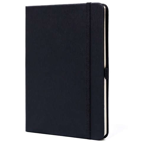 Czarny notes w formacie B6 zadrukowany w linie, wyposażony w gumkę zamykającą - Peterson