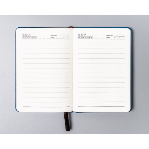 Niebieski notes w formacie A6 zadrukowany w linie - Peterson