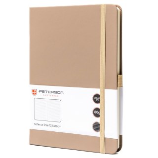 Notes w formacie B6 w kolorze khaki zadrukowany w linie, wyposażony w pętelkę na długopis - Peterson