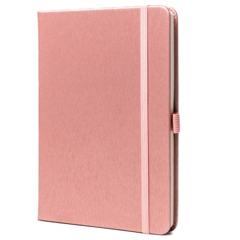 Różowy notes w formacie B6 zadrukowany w linie, wyposażony w gumkę zamykającą - Peterson