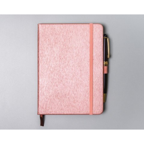 Różowy notes w formacie B6 zadrukowany w linie, wyposażony w gumkę zamykającą - Peterson