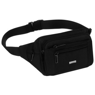 Saszetka męska w czarnym kolorze zamykana suwakiem, jednokomorowa - Peterson