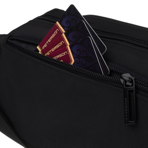 Saszetka męska w czarnym kolorze zamykana suwakiem, jednokomorowa - Peterson