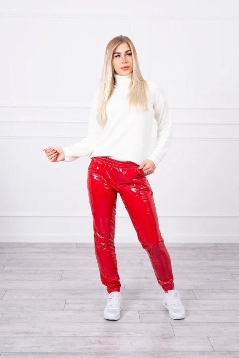 Spodnie dwuwarstwowe z welurem czerwone