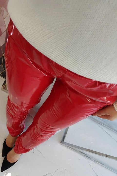 Spodnie dwuwarstwowe z welurem czerwone