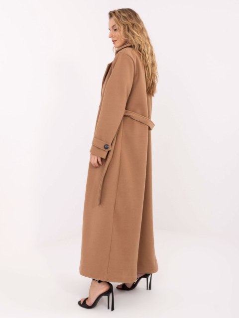 Długi płaszcz damski w kolorze camelowym – Stylowy Wieszak