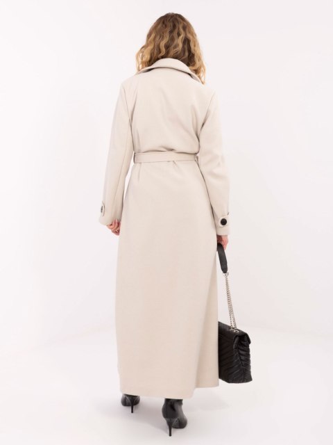 Długi płaszcz damski w kolorze jasnego beżu – stylowa propozycja na jesień