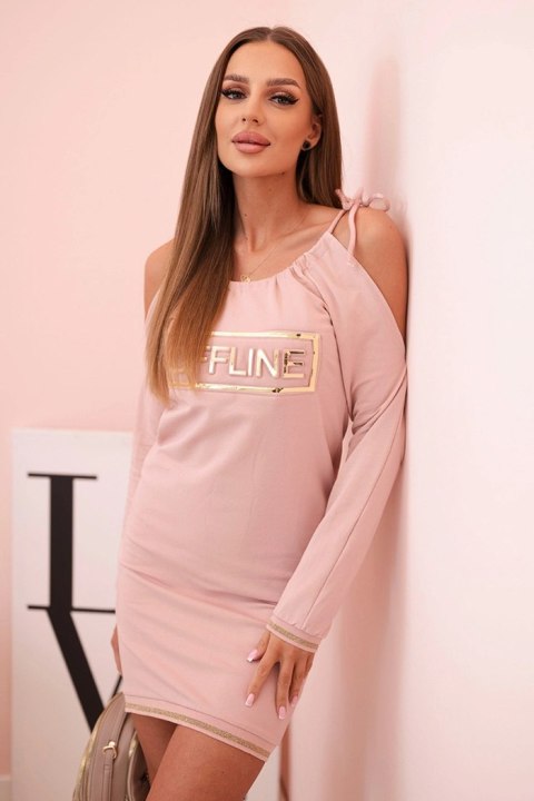 Sukienka pudrowy róż z napisem OFFLINE – Stylowy Wieszak