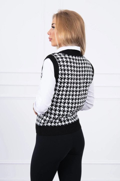 Sweter bezrękawnik w pepitkę czarny