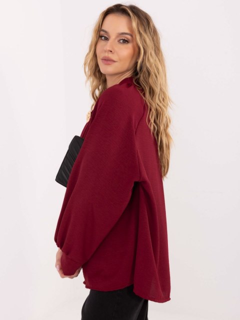 Stylowa bordowa bluzka z dekoltem wiązanym – Stylowy Wieszak