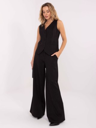 Czarna elegancka kamizelka w paski – RUE PARIS (L/XL)