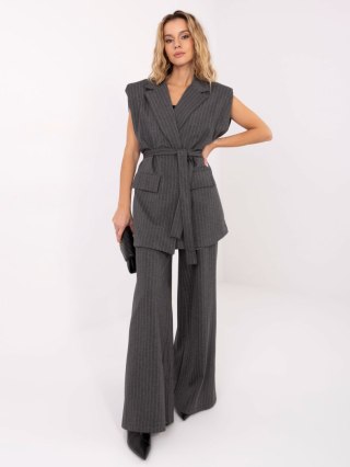 Ciemnoszara elegancka kamizelka z paskiem – RUE PARIS (L/XL)
