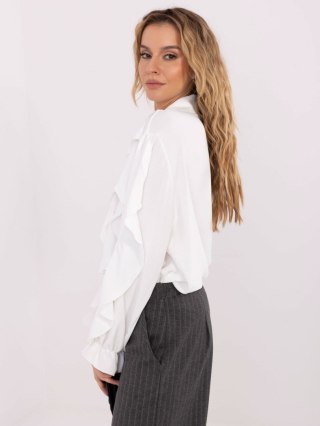 Biała rozpinana koszula z falbanami – ITALY MODA