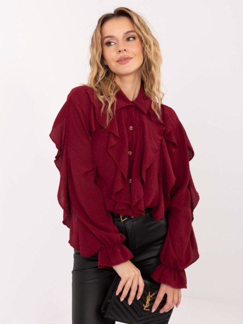 Bordowa koszula z żabotem ITALY MODA – Stylowy Wieszak
