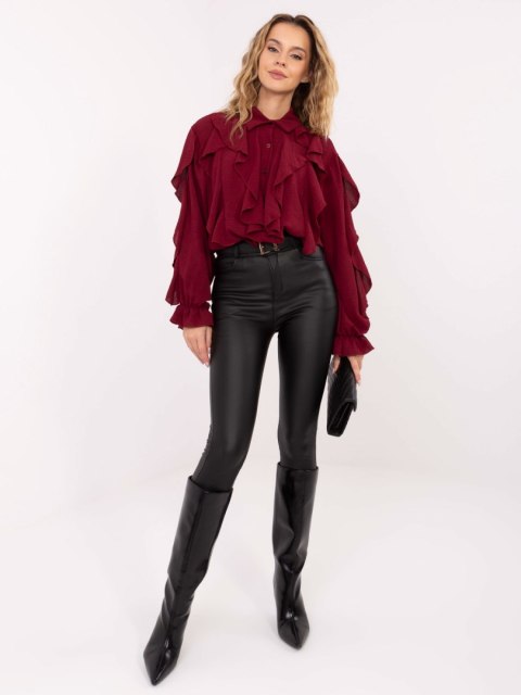 Koszula z bufiastymi rękawami bordowa – Stylowy Wieszak