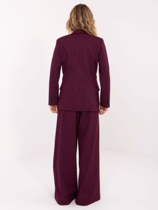Burgundowa elegancka marynarka w paski – RUE PARIS (L/XL)