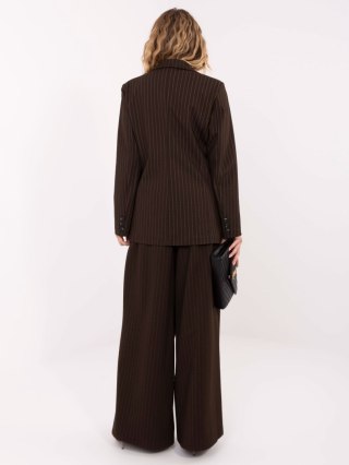 Ciemnobrązowa elegancka marynarka w paski – RUE PARIS (S/M)