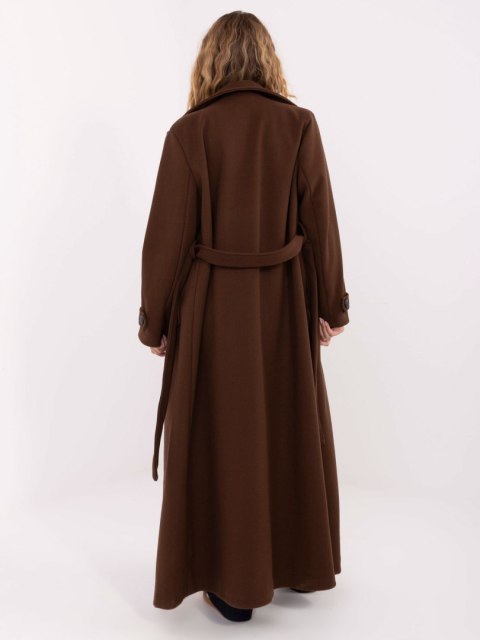 Stylowy płaszcz MAYA z guzikami i paskiem – modna stylizacja jesienna