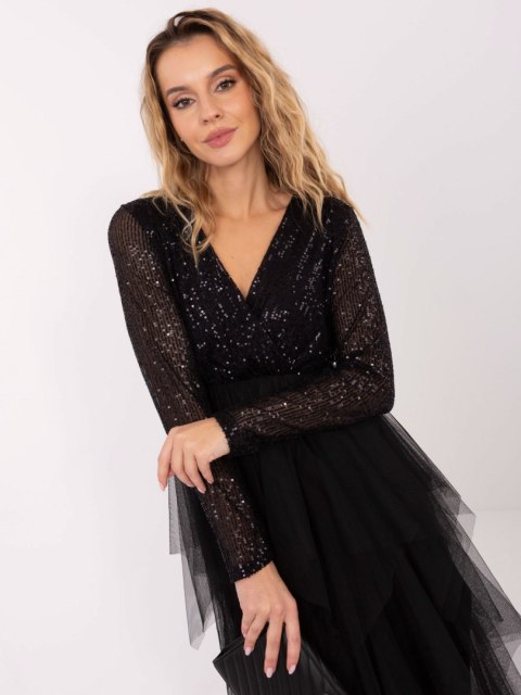 Wieczorowa sukienka kopertowa z tiulem – Stylowy Wieszak