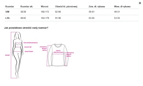 Tabela rozmiaru - Sweter z modalu i wiskozy