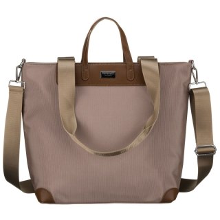 Beżowa shopperka damska na uchwytach i doczepianym pasku - Peterson